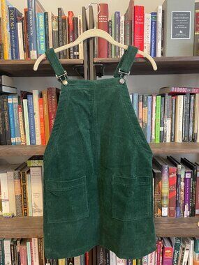 Dark Green Corduroy Jumper overalls with patch pockets